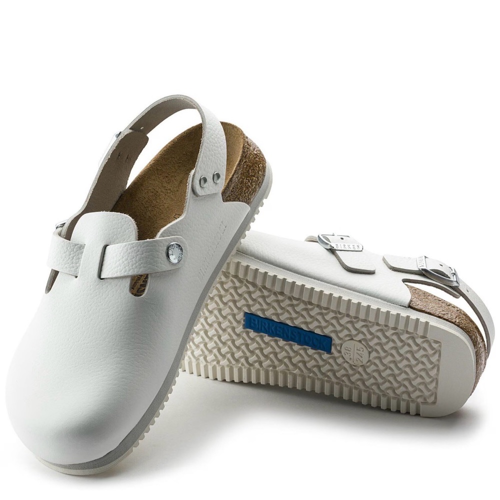 Birkenstock White Leather Slip-On Clogs size 42 NWOB